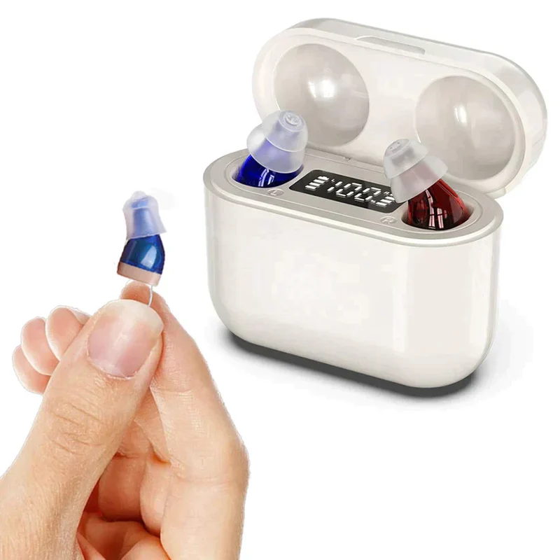Oplaadbaar Gehoortoestel - Discreet & Comfortabel - Verstelbaar Volume - Geluidsreductie - Inclusief Oplaadkoffer & Accessoires | Sansoti