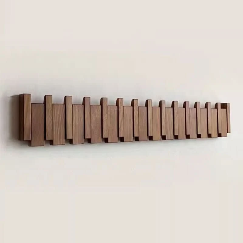 Houten Wandkapstok Piano Design Inklapbare Haken Handgemaakt Notenhout Beuken Hal Entree Garderobe Kapstok | Sansoti
