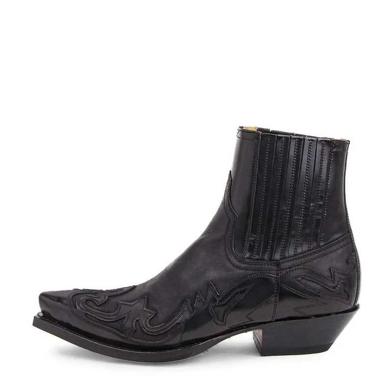 Leren Enkellaarzen Heren Westernstijl Echt Leer Puntige Neus Cowboylaars Dames Unisex Stoer Design Vintage | Sansoti