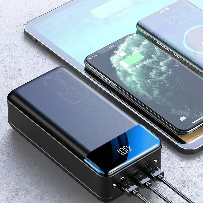 Draagbare Accu 50.000mAh Zwart Wit Snelladen Smartphones Tablets Laptops Powerbank Onderweg Reizen Meerdere Oplaadbeurten Universeel Noodstroom | Sansoti