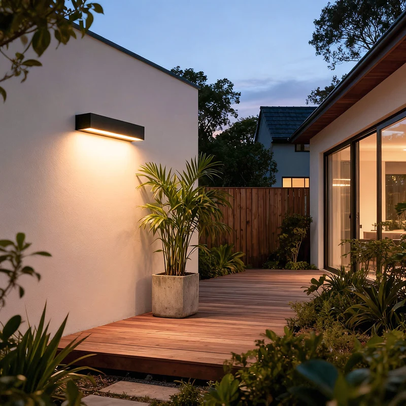 Moderne Buiten Wandlamp Met Lineair LED Licht En IP65 Waterdichte Aluminium Behuizing Voor Gevel, Entree En Garage | Sansoti
