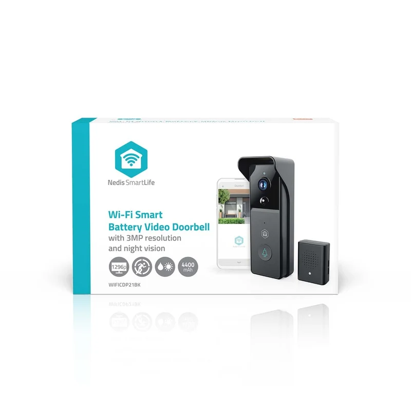 SmartLife Videodeurbel Batterij Gevoed - 3MP Full HD 1296p - Cloud Opslag (optioneel) / microSD (niet inbegrepen)