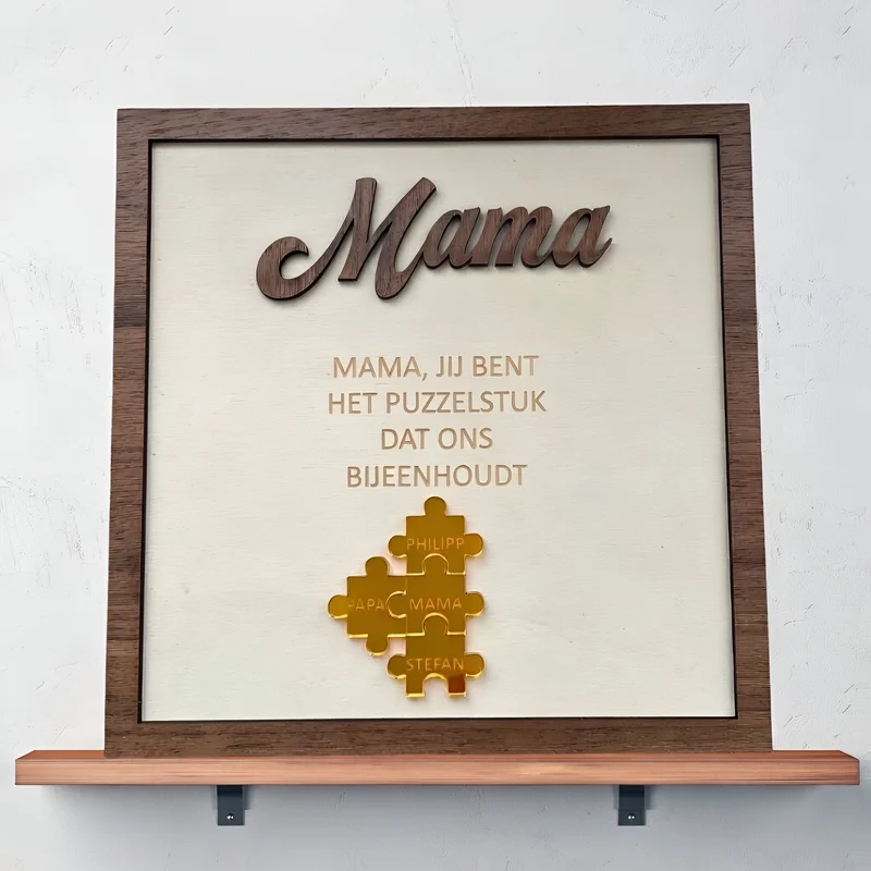 Gepersonaliseerd Houten Familie Puzzelbord - Uniek Aandenken