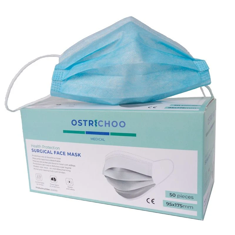 Mondkapje Ostrichoo - Chirurgisch mondmasker type I - NL gecertificeerd - Filtratie 95% - 50 stuks