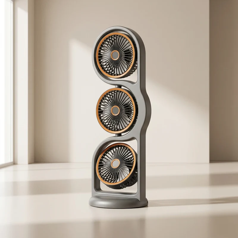 Draagbare Ventilator met Drie Koppen | USB Oplaadbaar