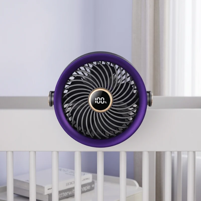 Draagbare Ventilator Oplaadbaar 4000mAh USB-C met LED Display & Instelbare Snelheid