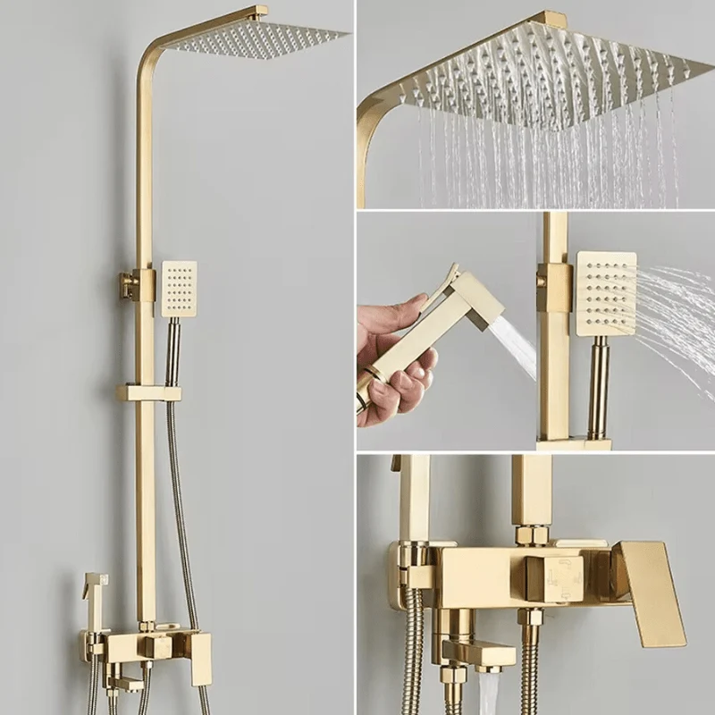Doucheset - AquaFlow - Luxe Regen Douche - Messing Mengkraan