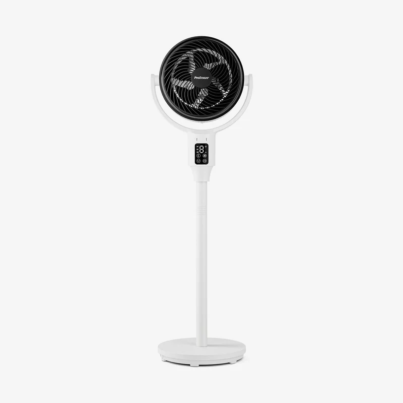 AirFlo 109 cm Hybrid Pedestal Fan - Ultra-Quiet Air Circulator - White/Black
