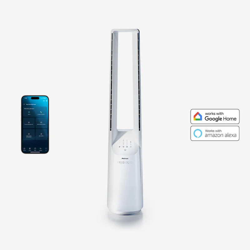 102 cm Bladeless Tower Fan with Smart App Control - White