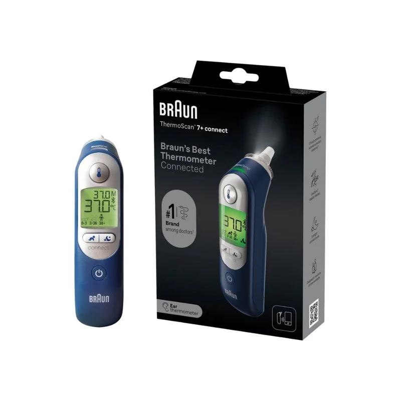 Braun Oorthermometer ThermoScan 7+ Connect Blauw