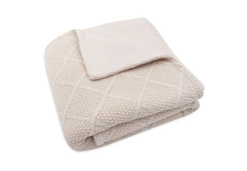 Jollein Ledikantdeken Check Knit Oatmeal/Teddy Fleece 100 X 150 Cm