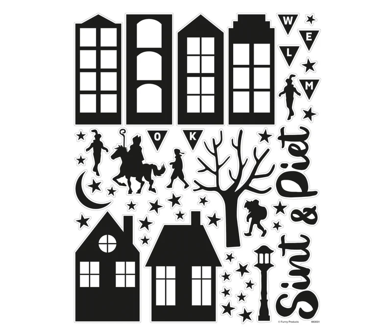 Funny Products Raamstickers Sinterklaas Zwart 50-Delig