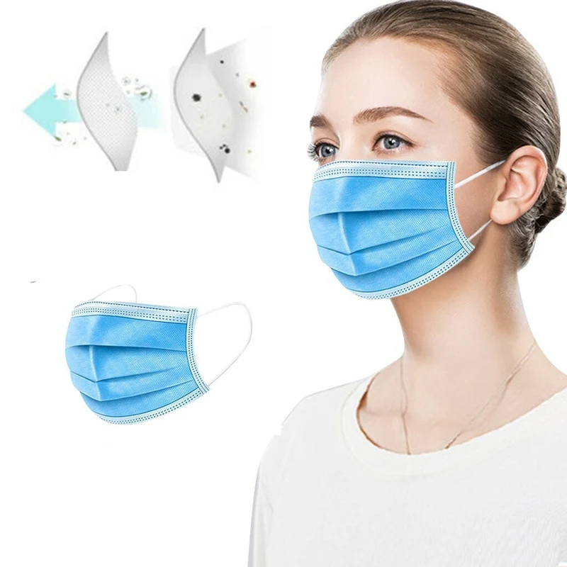3 Laags wegwerp mondkapjes (50 stuks)