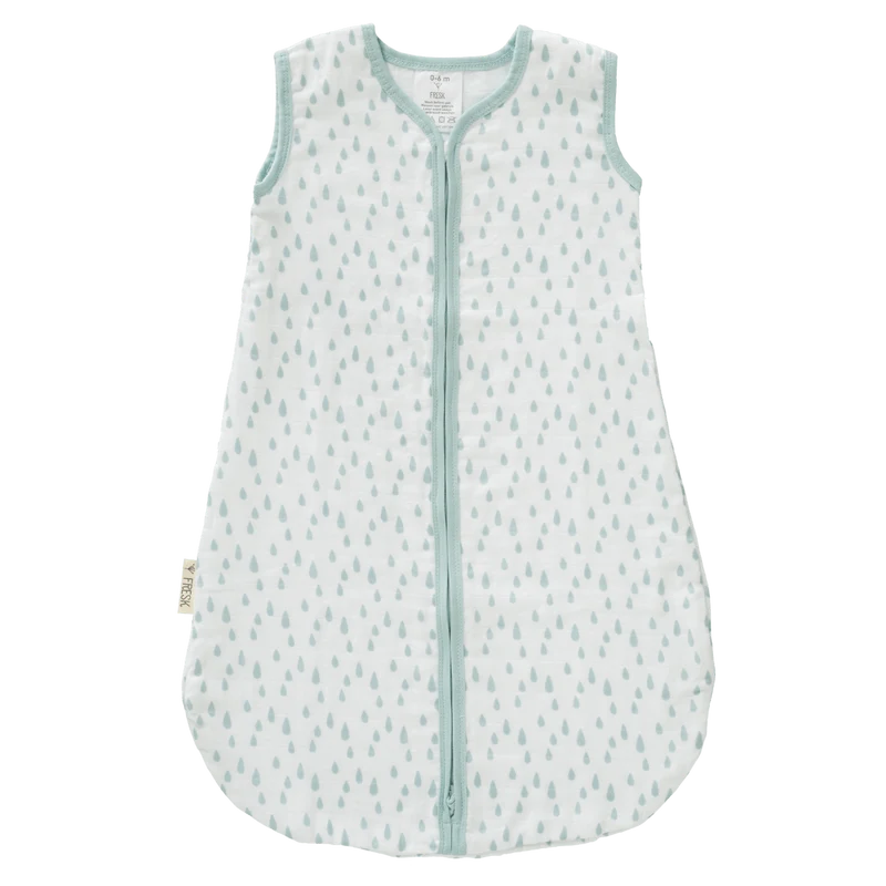 Fresk Slaapzak Baby Muslin Drops Ether Blue 2-laags