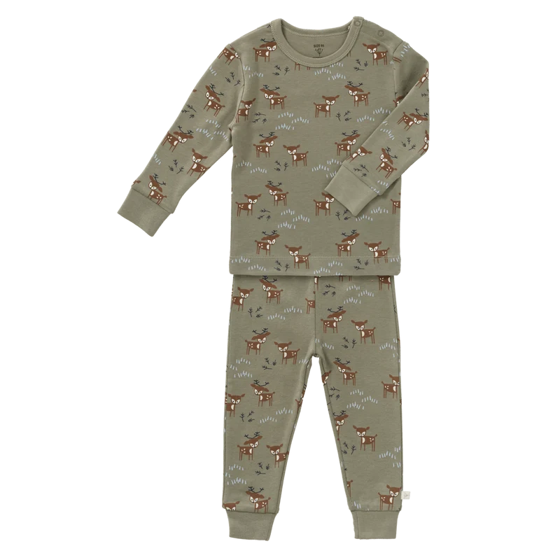 Fresk Baby Pyjama Deer Olive 2 delig