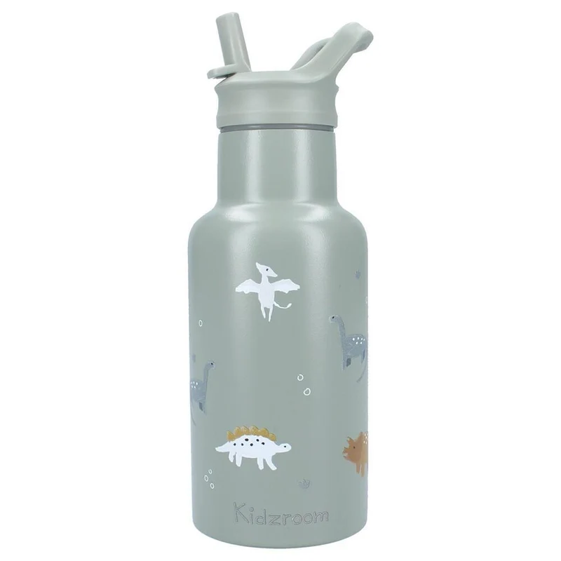 Kidzroom RVS Thermo Drinkfles 350ml | Small Talk Groen Dino