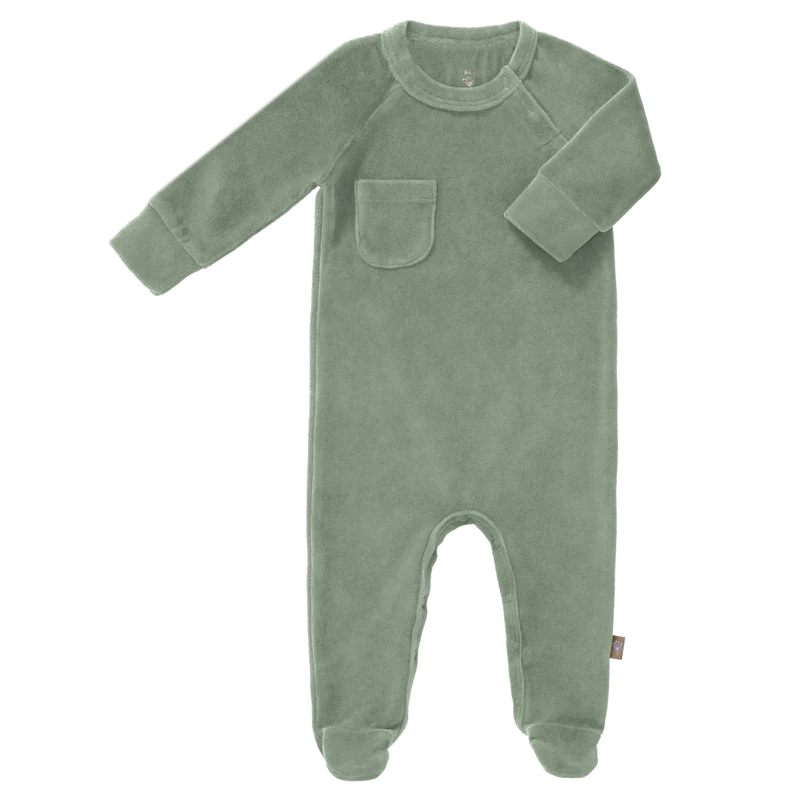 Fresk Baby Pyjama Velours Met Voet Forest Green