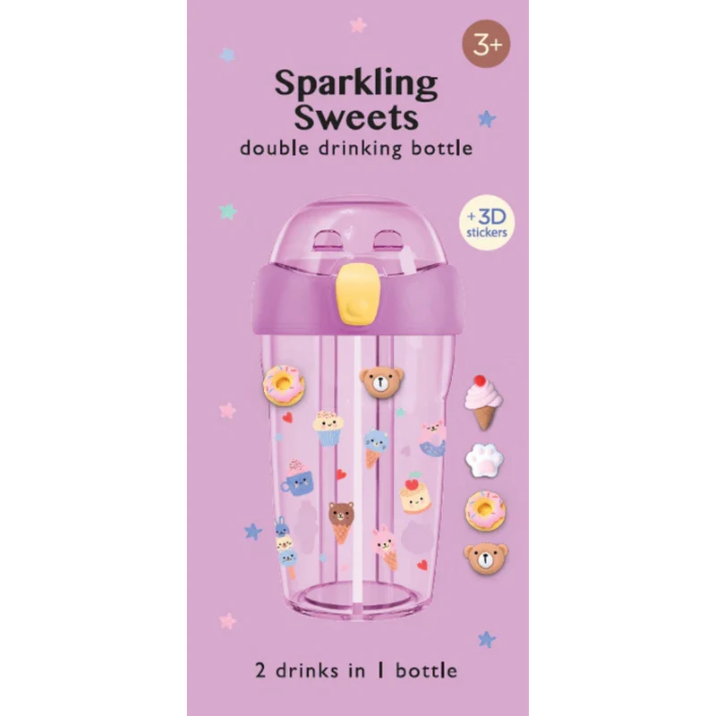 Petit Monkey Dubbele Drinkfles 430ml + 3D stickers | Sparkling Sweets