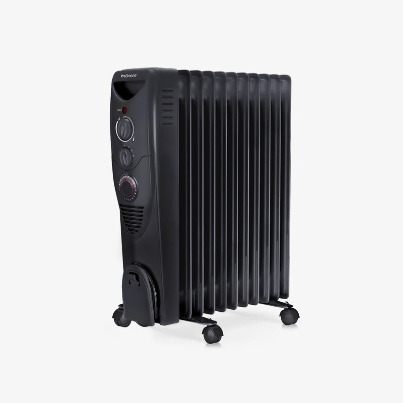 2500W Oil Filled Radiator with 11 Fins - Black