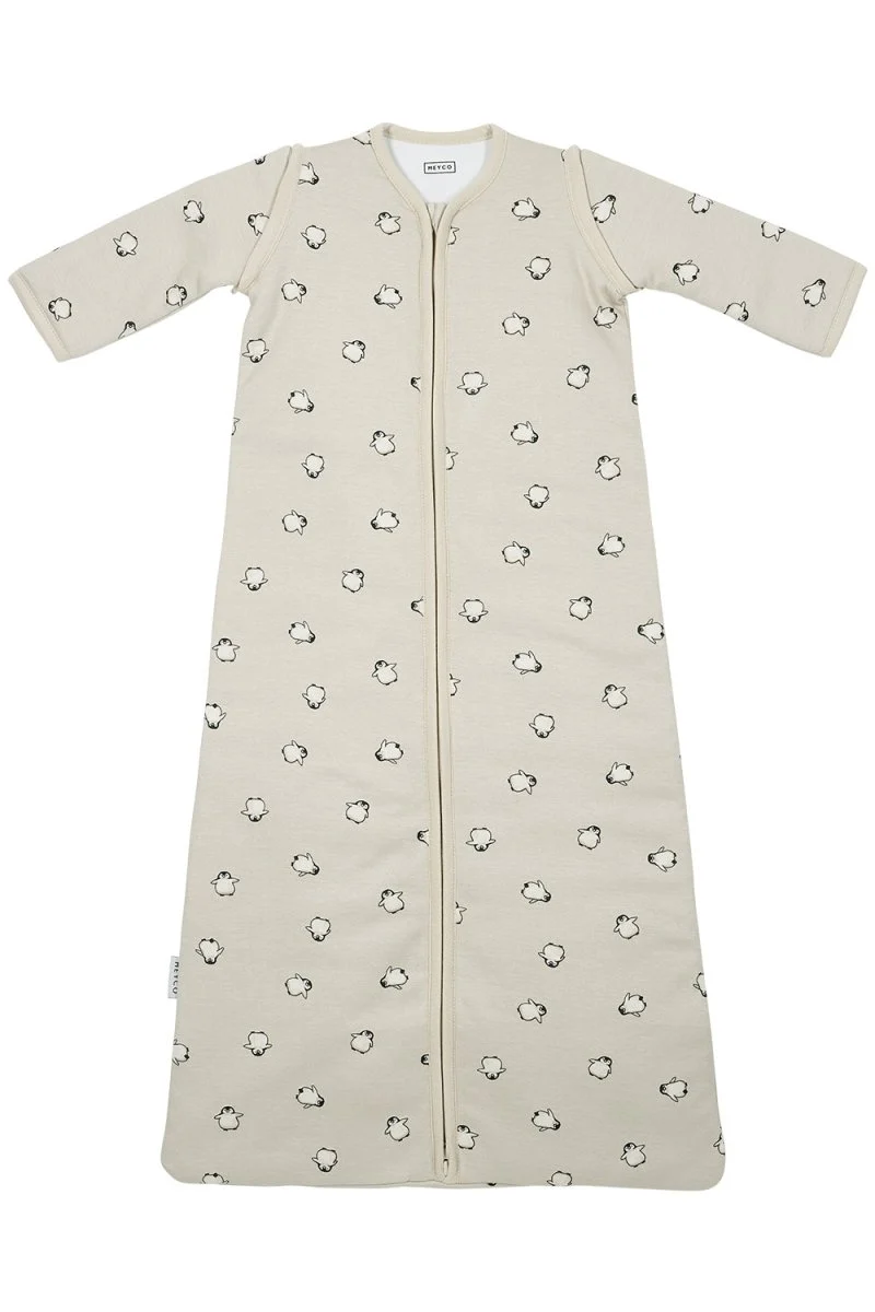 Meyco Baby Penguin Baby Slaapzak Met Afritsbare Mouwen Soft Sand