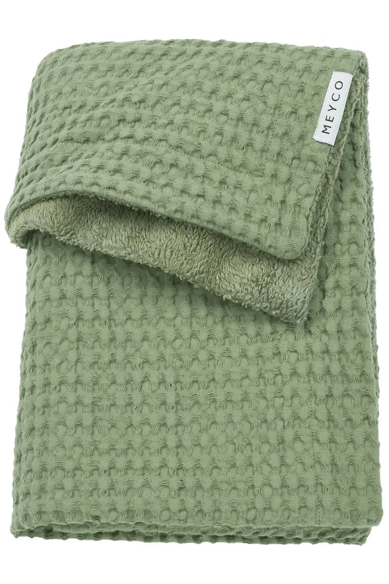 Meyco Wiegdeken Wafel Teddy Olive Green 75X100cm