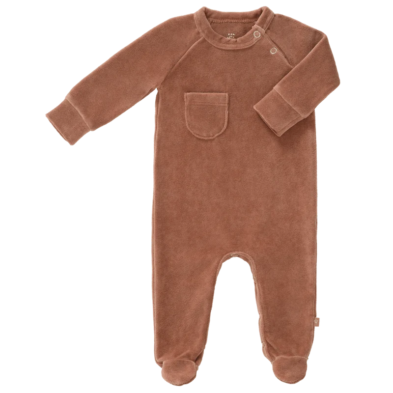 Fresk Baby Pyjama Velours Met Voet Twany Brown