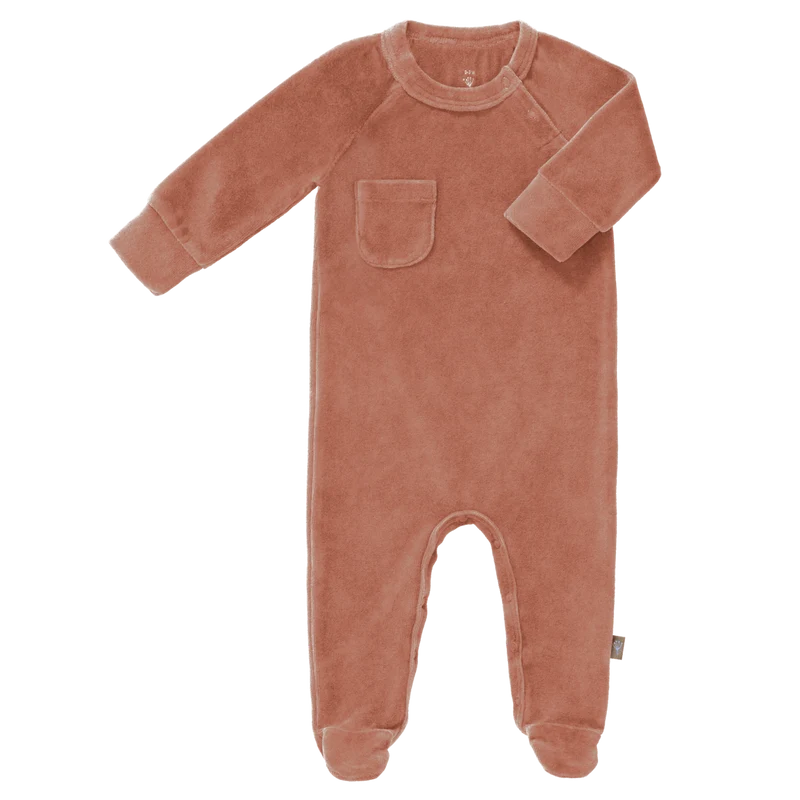 Fresk Baby Pyjama Velours Met Voet Ash Rose