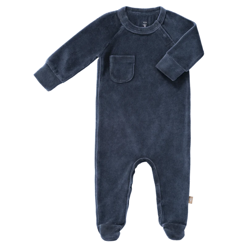 Fresk Baby Pyjama Velours Met Voet Indigo