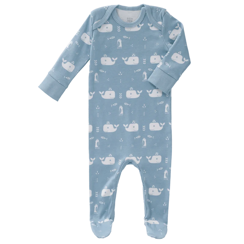 Fresk Baby Pyjama Met Voet Whale Blue Fog