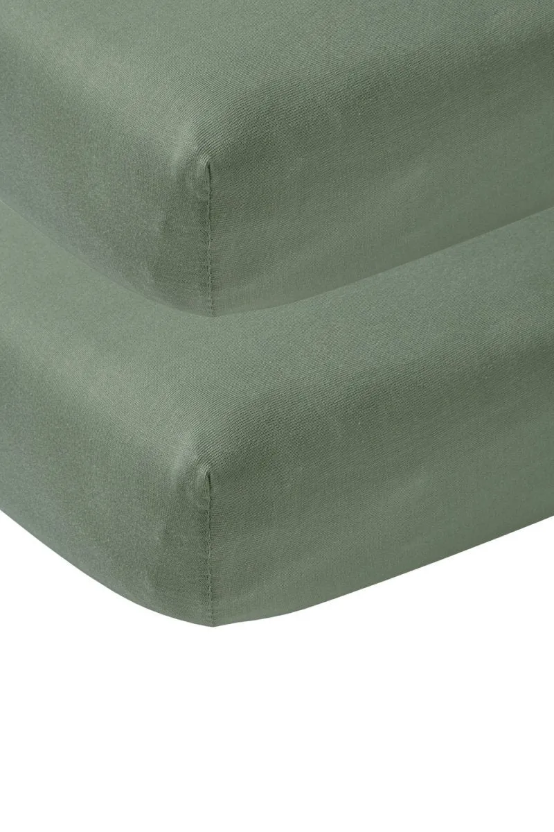 Meyco Hoeslaken Jersey Forest Green 70x140/150 cm 2st