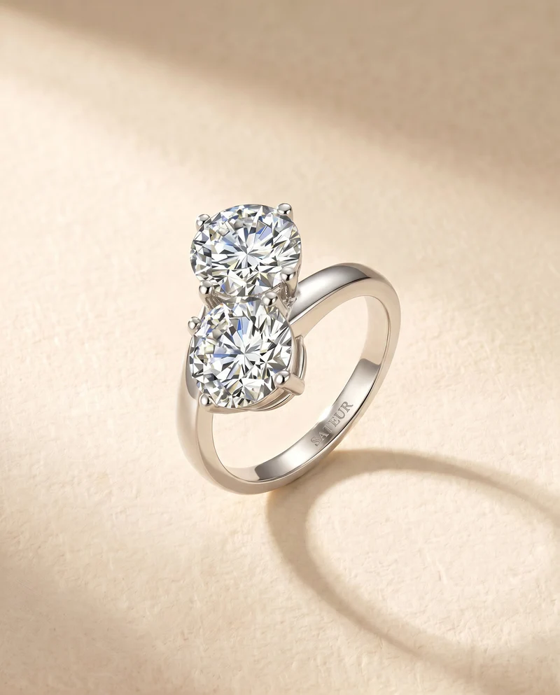 Satéur Duo Innovante Diamond Ring, 18K White Gold