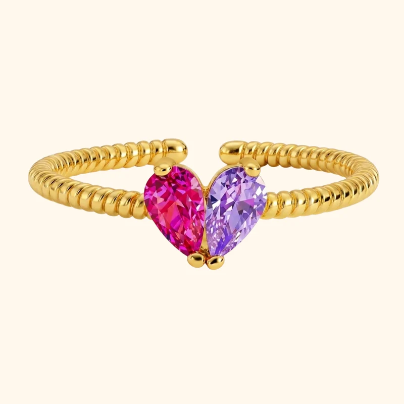 Gepersonaliseerde Hart Geboortesteen Ring