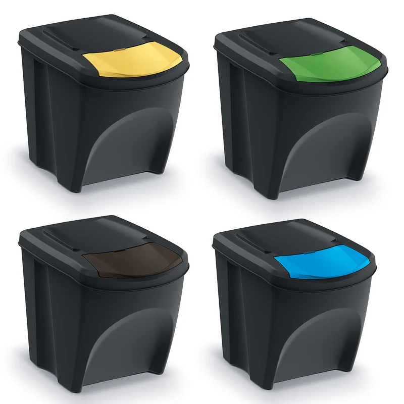 Ensemble de poubelles de recyclage Keden Sortibox 4x25L noir
