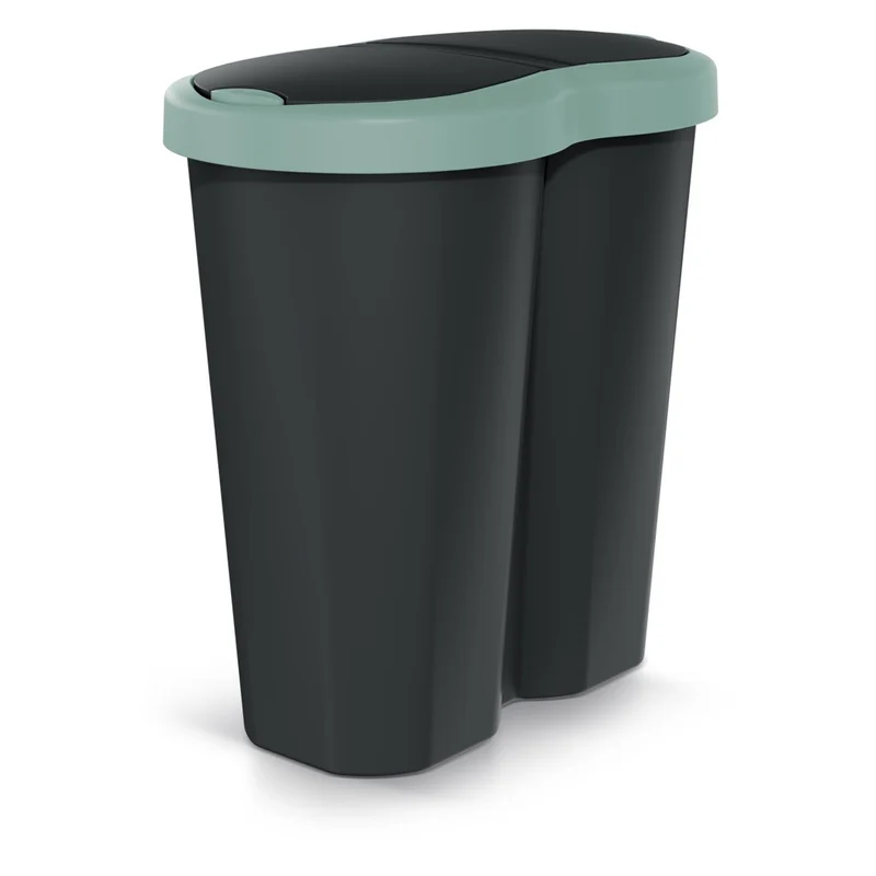 Corbeille Compacta R Duo, vert/noir, capacité 40L, un compartiment, deux couvercles, NDRF40-5575C_S411