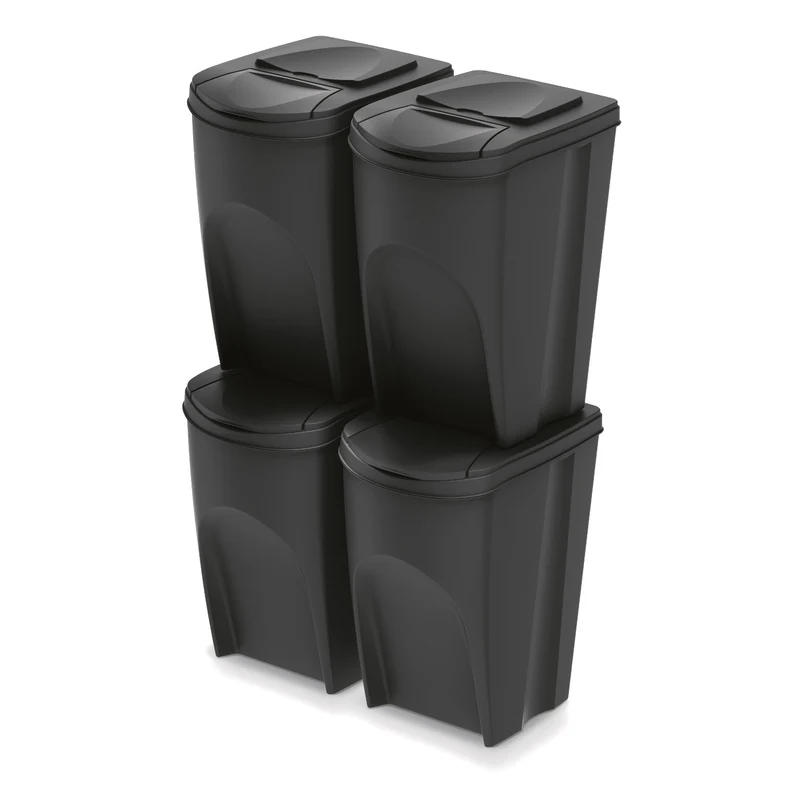Ensemble de poubelles de recyclage Keden Sortibox 4x35L noir