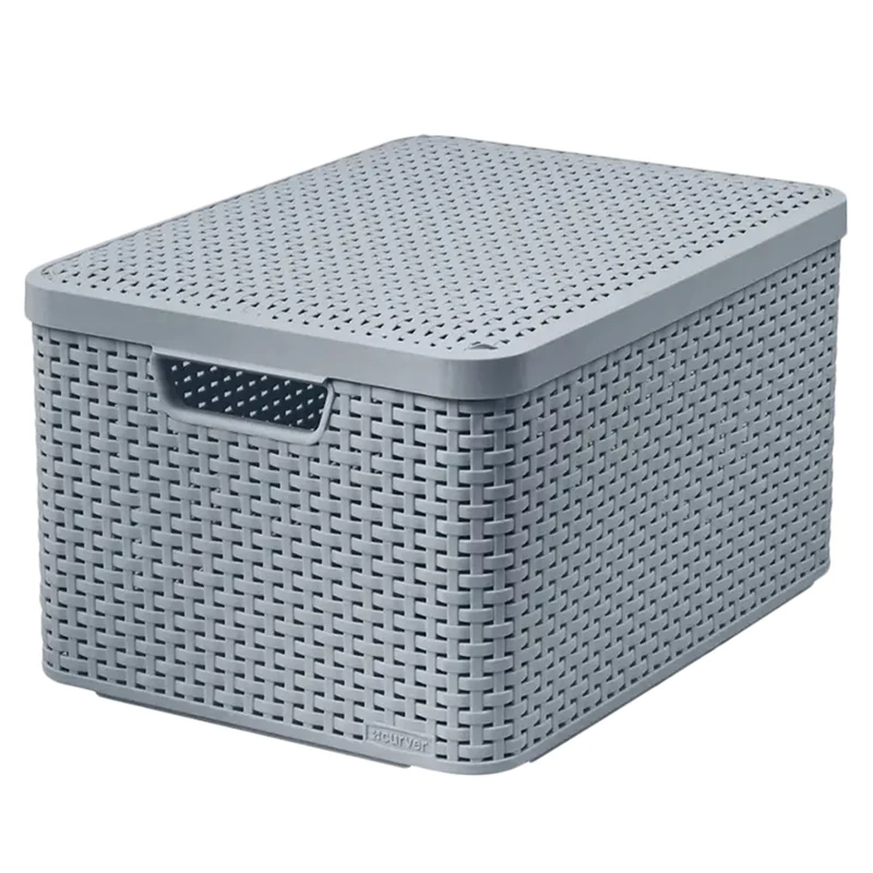 Panier Curver avec couvercle, multi-usages, 30 litres, gris clair, Style L