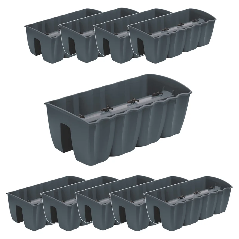 Pot pour garde-corps de balcon DCRO600 - Anthracite, capacité 18L, 10 pièces