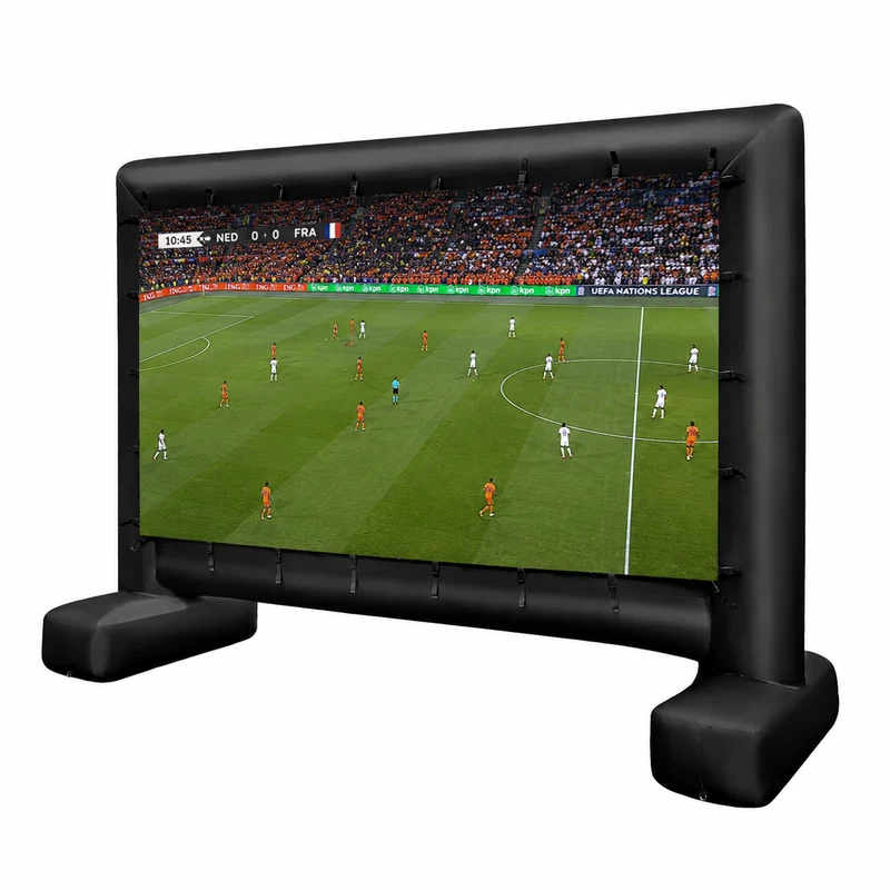 2de kansje Trendmix HD 4K Opblaasbaar Projectiescherm - 16:9 Dubbelzijdig Buitenprojectiescherm - 405 x 144 x 308 cm Zwart
