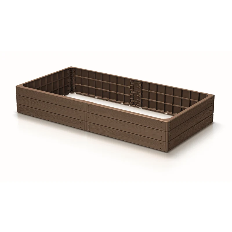 Bordure de jardin Prosperplast Base Woody, 149 x 75 cm, résistante aux intempéries, conception modulaire, couleur marron, IBWR-7587U