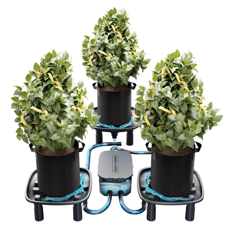 Mars Hydro Automatisch Drainagesysteem voor Indoor Kweken – 3 Afvoerbakken, 25W Waterpomp & 3 Kweekzakken voor Kweektenten