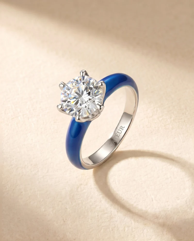 Satéur Colorée Persian Blue Diamond Ring™, 18K White Gold
