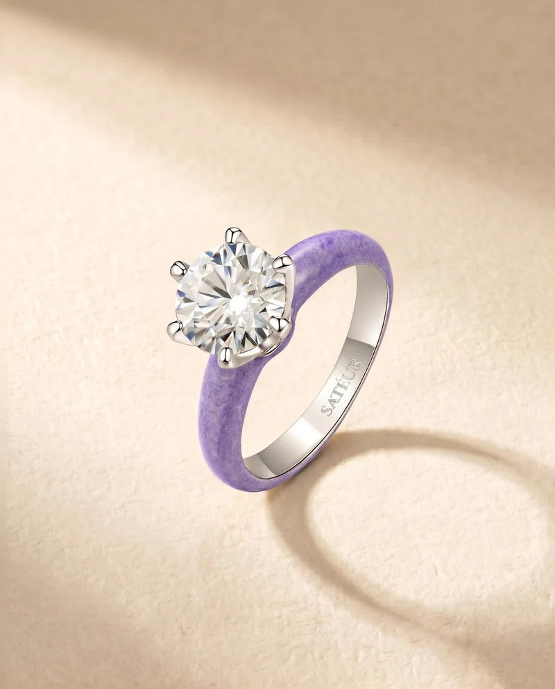 Satéur Colorée Lilac Diamond Ring™, 18K White Gold