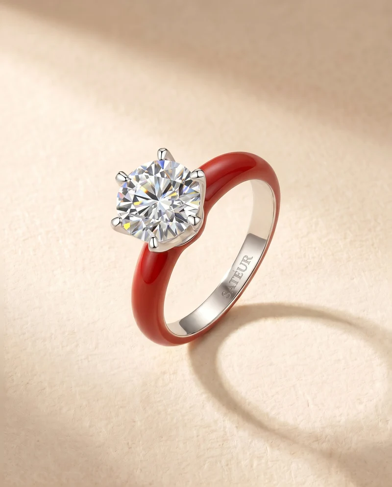 Satéur Colorée Scarlet Diamond Ring™, 18K White Gold
