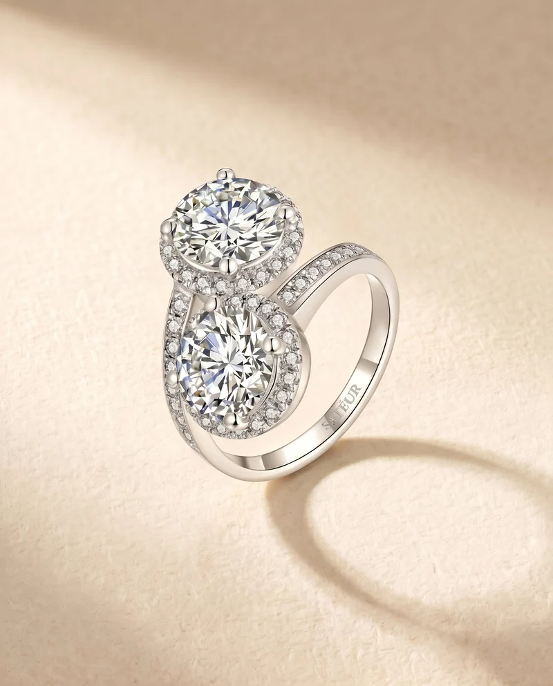 Satéur Duo Diversité Diamond Ring™, 18K White Gold