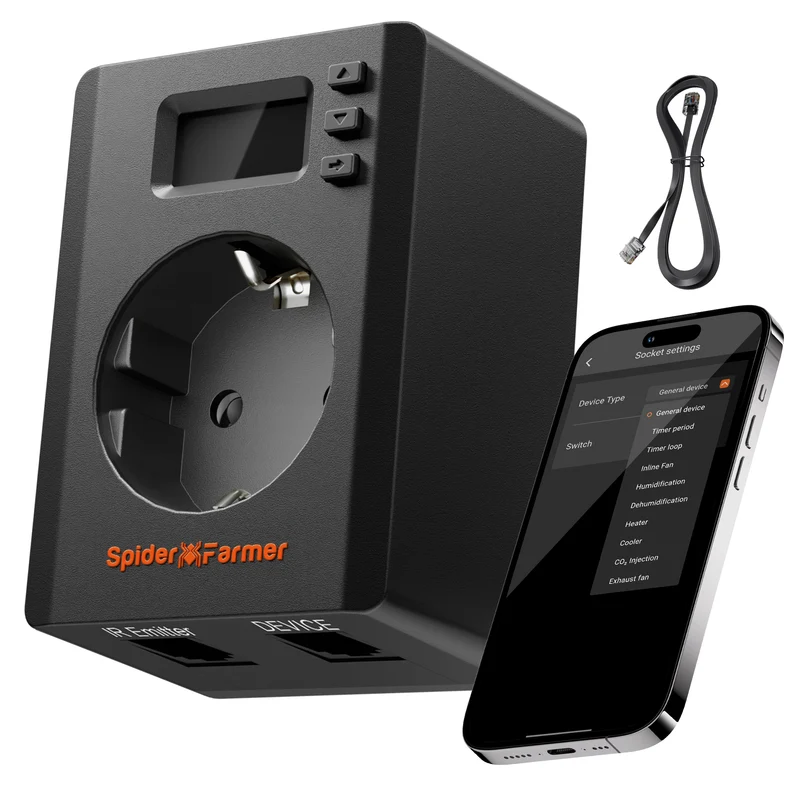 Spider Farmer S-Station Smart Plug 3680W 16A – WiFi & Bluetooth Slimme Stekker voor Klimaatregeling