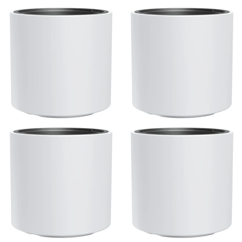 HEOS pot de fleurs résistant au gel, blanc, avec insert, capacité 31L, mat, DBHER470, 4 pièces