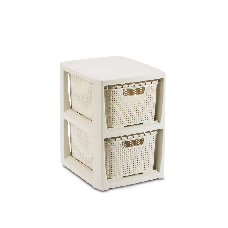 Etagère avec 2 paniers BranQ, blanc antique, haute qualité boite de rangement