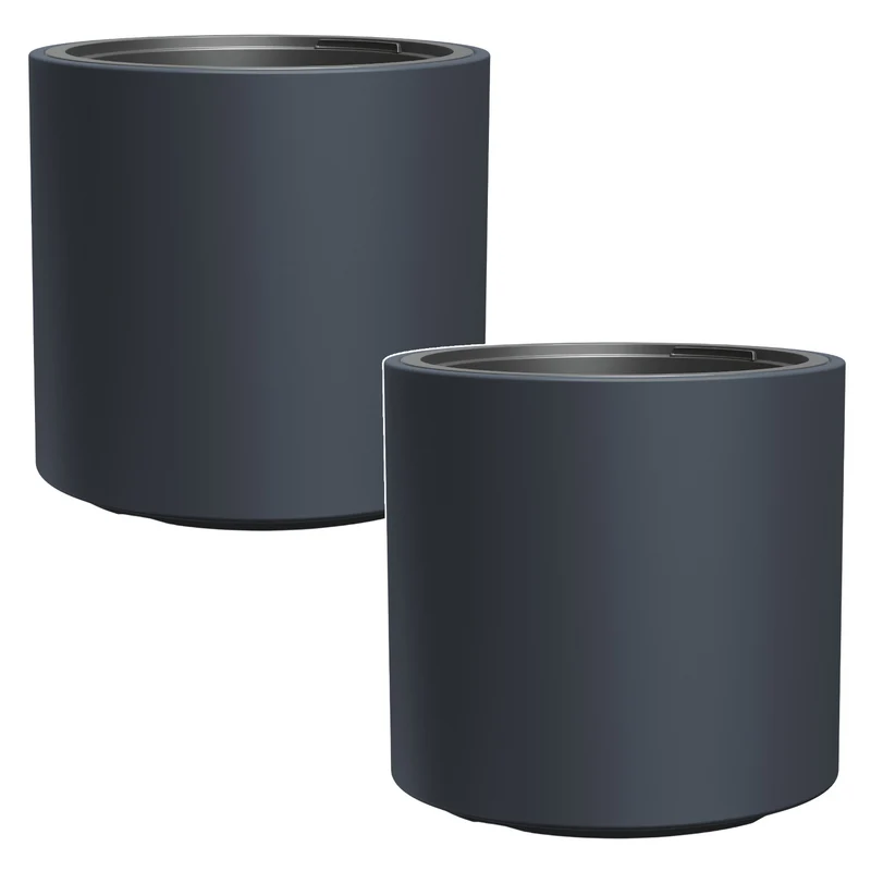 Pot de fleurs Prosperplast, avec insert, hauteur 29cm, anthracite, Heos, 2 pièces