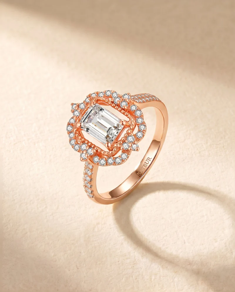Satéur Rétro Rosé Éclat Diamond Ring™, 18K Rose Gold