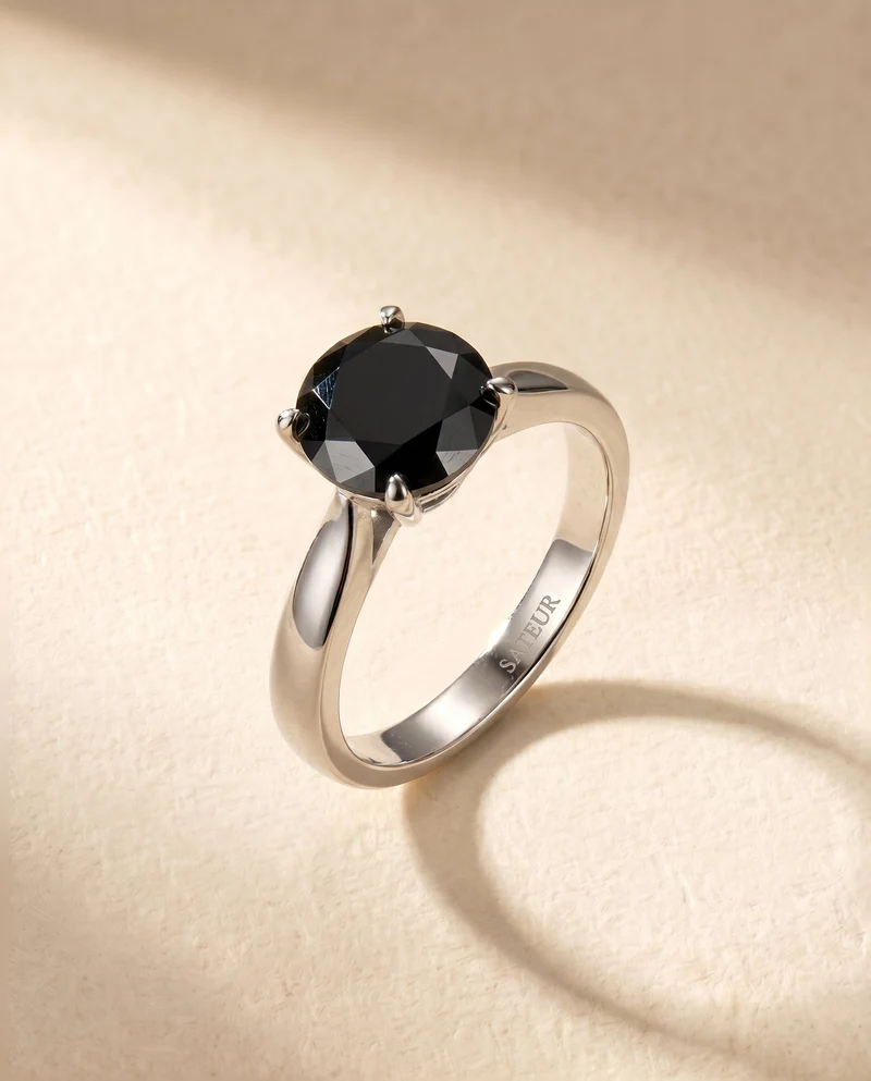 Satéur Black Ébène Diamond Ring™, 18K White Gold